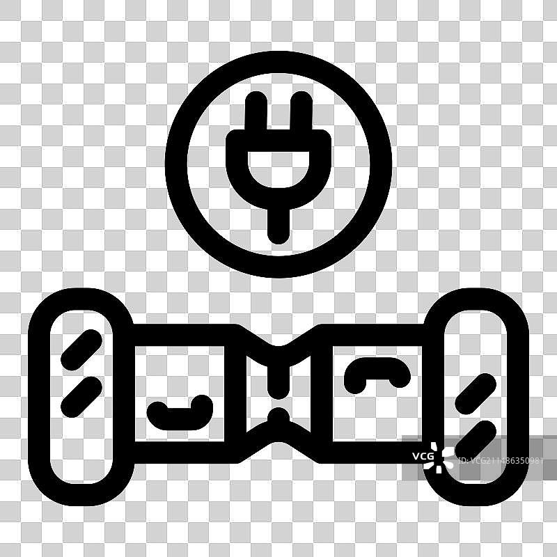 白色背景的悬浮滑板充电扁平图标图片素材