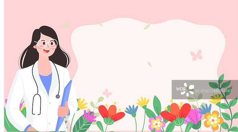 女医生春季科普背景模板图片素材