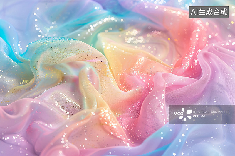 【AI数字艺术】彩虹色抽象背景与柔光星辰梦幻概念插图图片素材