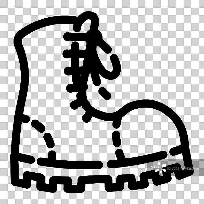 白色背景上孤立的露营靴扁平图标图片素材