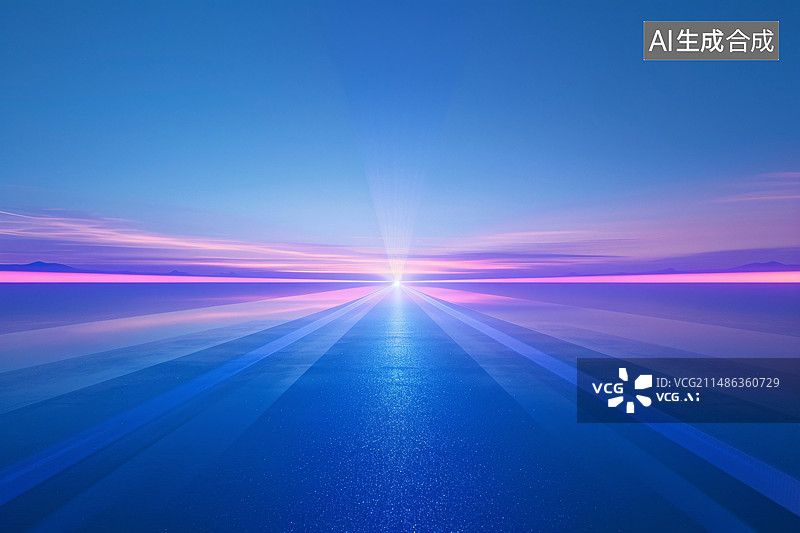 【AI数字艺术】带有光影的科技未来发光隧道，未来主义空间主题的幻想概念插图图片素材