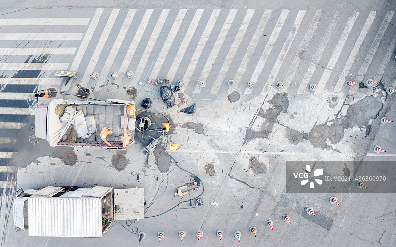 周口春节市区道路维护维修场景图片素材