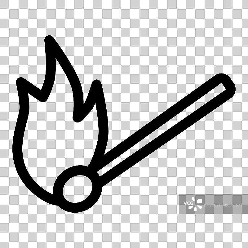 白色背景上孤立的燃烧火柴扁平图标图片素材