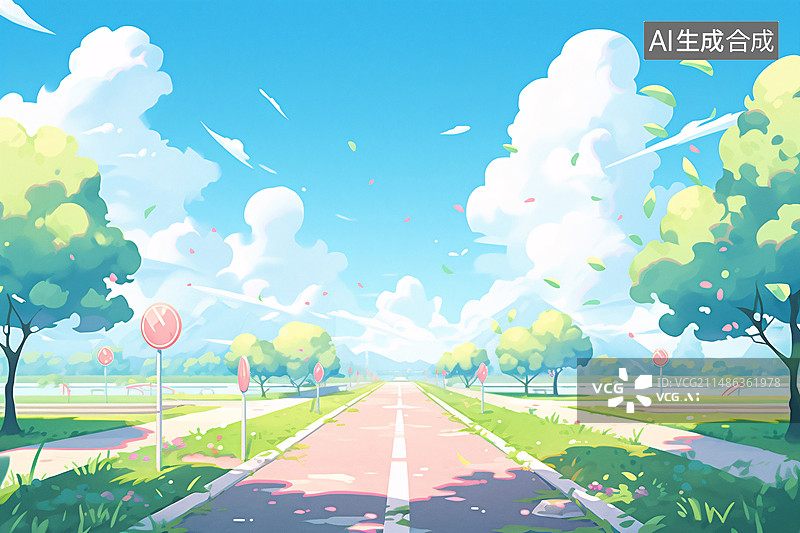 【AI数字艺术】公路旅行插画，户外自驾游回家场景插图图片素材