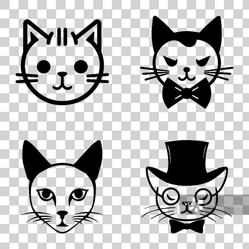 Cats3平面图标集隔离在白色背景图片素材