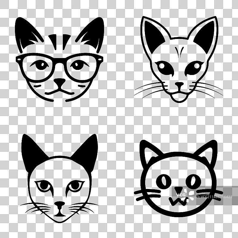 Cats3平面图标集隔离在白色背景图片素材