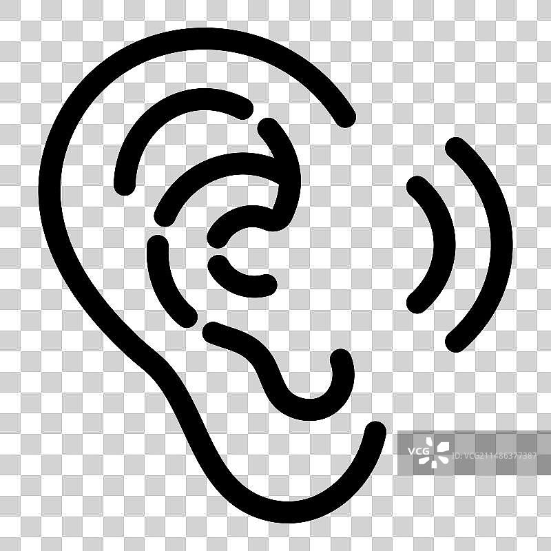 白色背景上的耳朵扁平图标图片素材