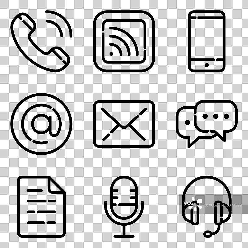白色背景上的通信扁平图标集图片素材