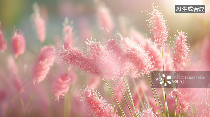 【AI数字艺术】粉黛乱子草，粉色，阳光，清新图片素材
