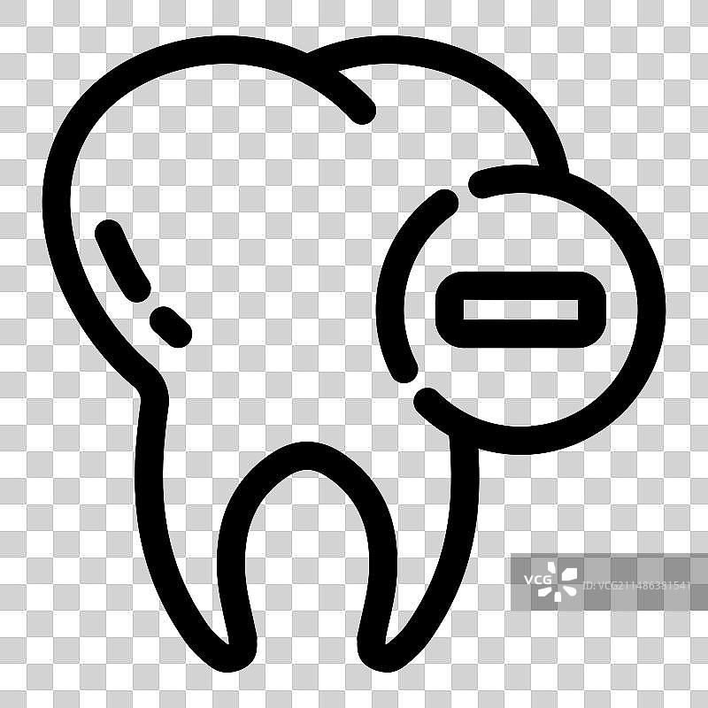 删除牙齿扁平图标（白色背景）图片素材