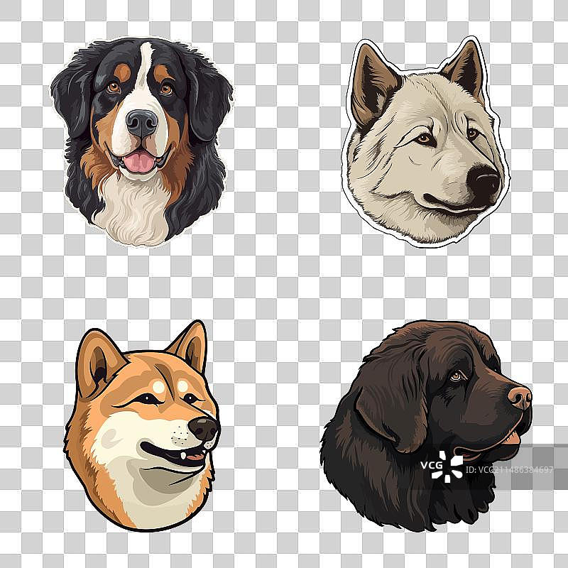 白色背景上的dogs2扁平图标集图片素材