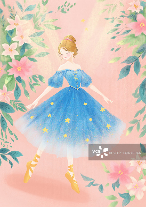 扁平肌理插画芭蕾图片素材