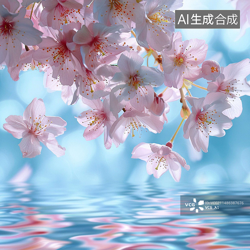 【AI数字艺术】樱花花瓣素材背景图片图片素材
