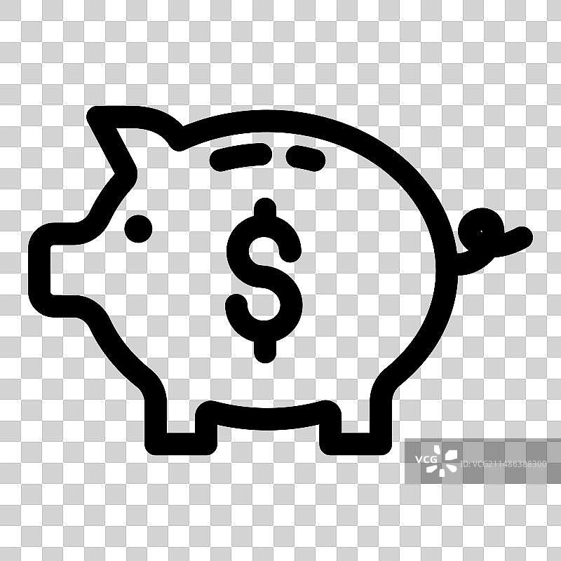 白色背景上的扁平风格小猪储蓄罐图标图片素材