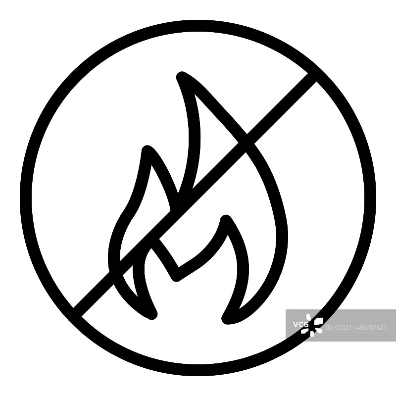 白色隔离火焰警告扁平图标图片素材