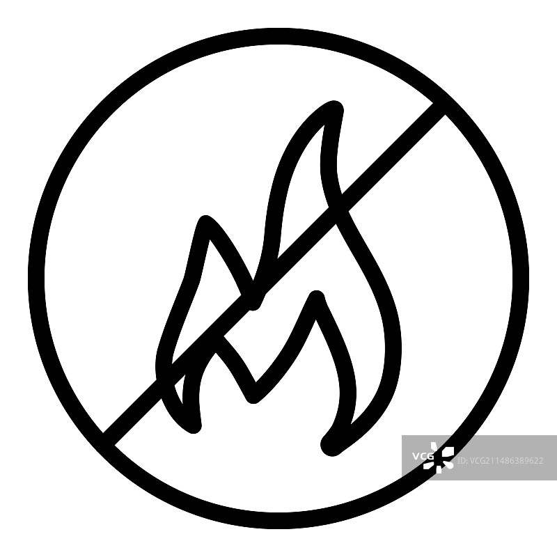 白色隔离火焰警告扁平图标图片素材