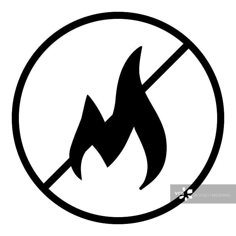 白色隔离火焰警告扁平图标图片素材