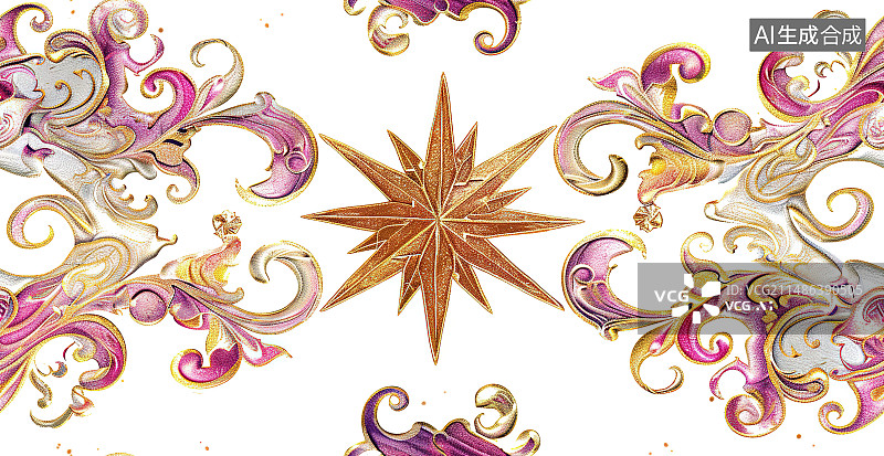 【AI数字艺术】白色背景上圣诞装饰的高角度视图图片素材