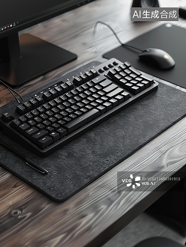 【AI数字艺术】桌上笔记本电脑的高角度视图图片素材