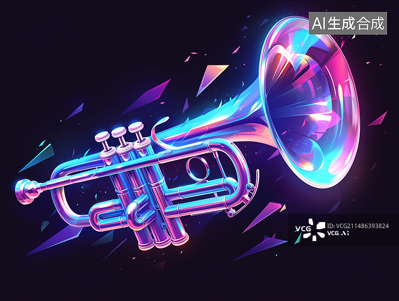 【AI数字艺术】发光小号管图片素材
