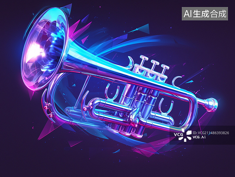 【AI数字艺术】发光小号管图片素材