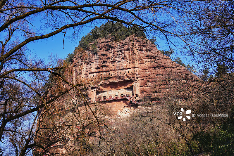 麦积山石窟图片素材