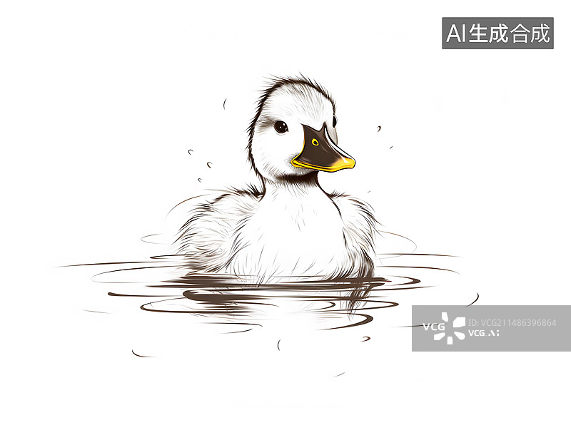 【AI数字艺术】小鸭子线稿图图片素材