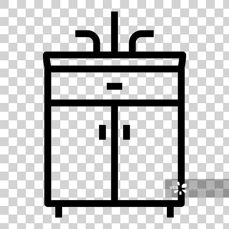 白色背景上的厨房水槽扁平图标图片素材