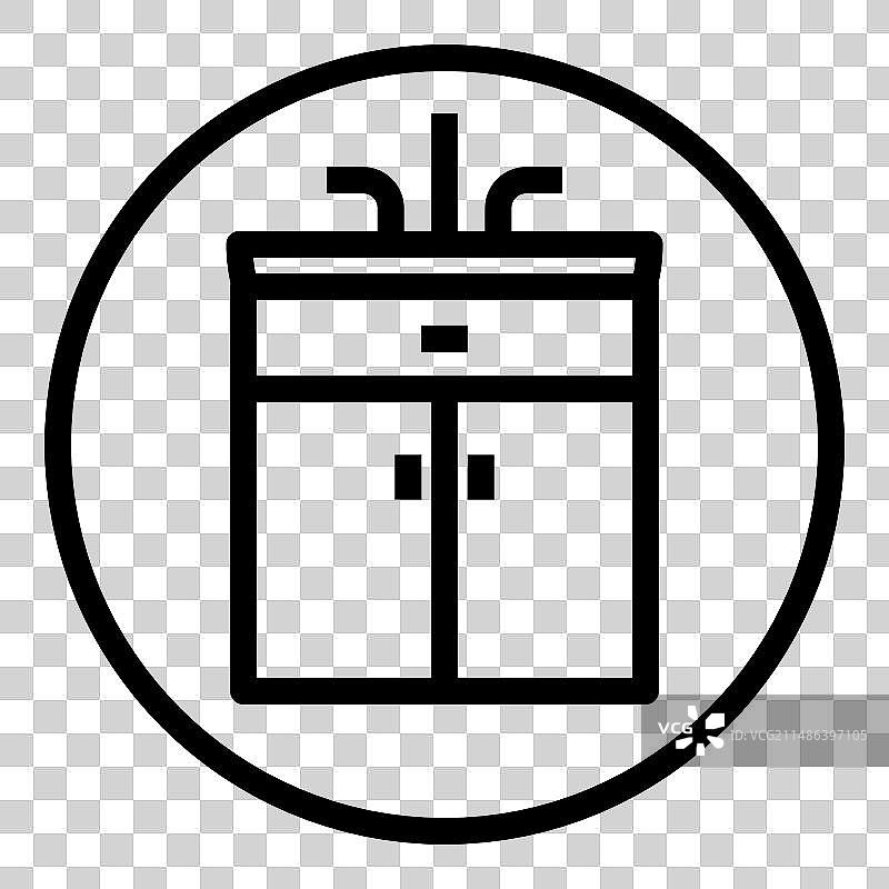 白色背景上的厨房水槽扁平图标图片素材