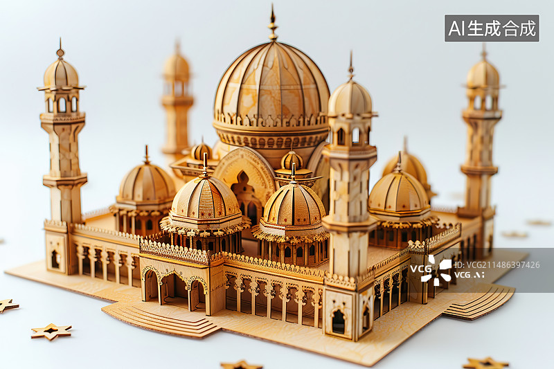 【AI数字艺术】白色背景下的历史建筑特写镜头图片素材