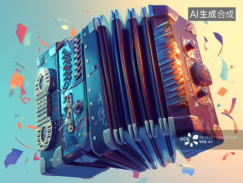 【AI数字艺术】渐变透明的手风琴图片素材