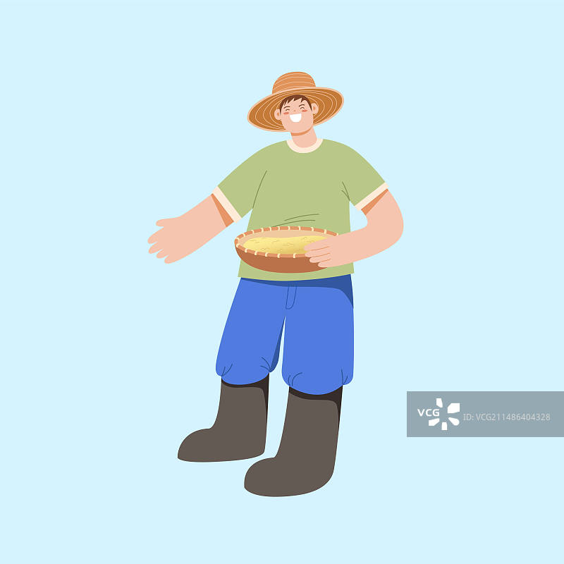 男性农民乡村农场饲养员插画人物元素图片素材
