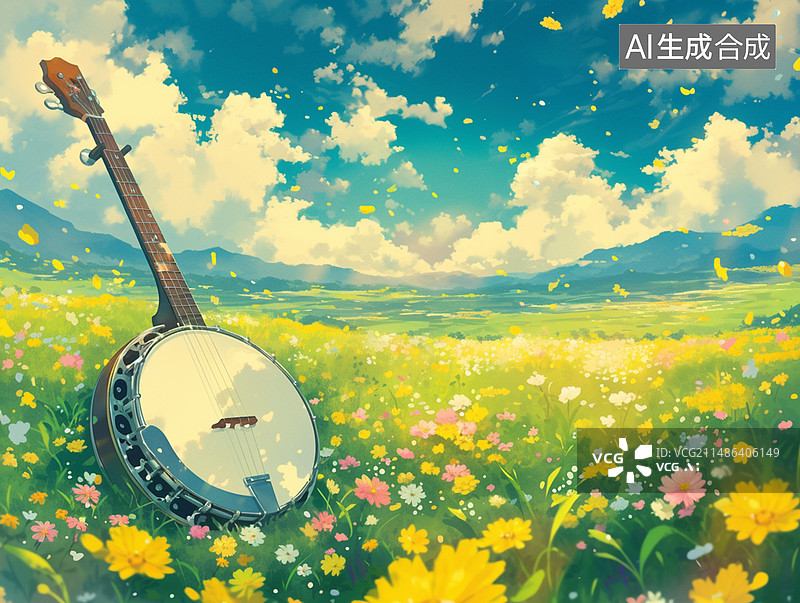 【AI数字艺术】华丽乐器背景图片素材