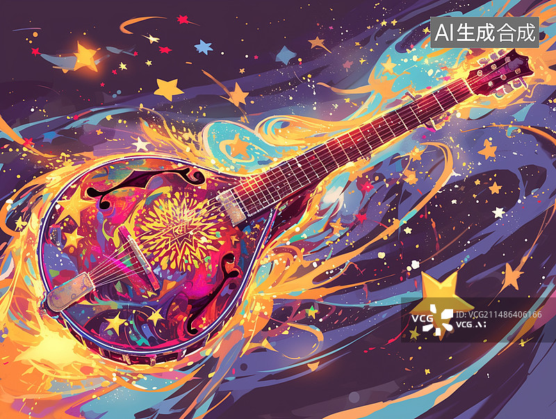 【AI数字艺术】华丽乐器背景图片素材