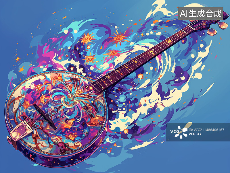 【AI数字艺术】华丽乐器背景图片素材