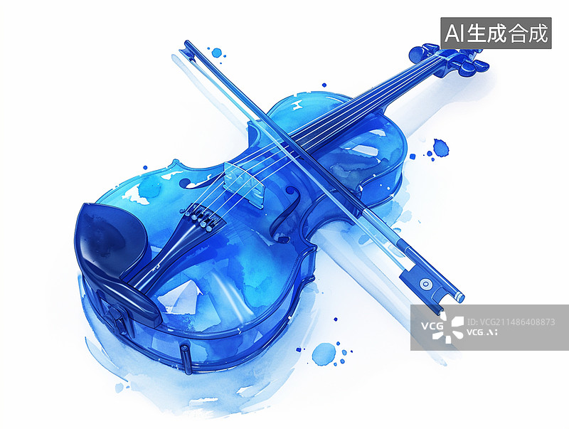 【AI数字艺术】水墨画乐器小提琴大提琴图片素材