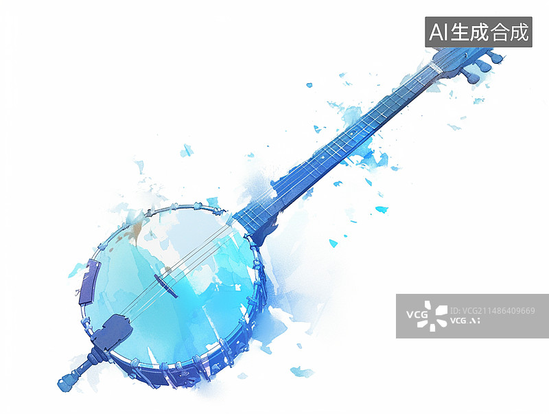 【AI数字艺术】水墨画乐器图片素材