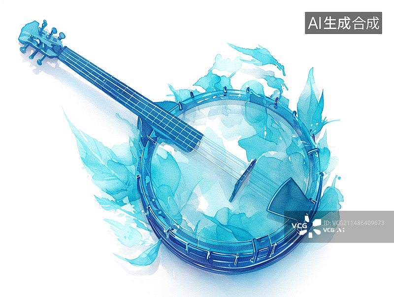 【AI数字艺术】水墨画乐器图片素材