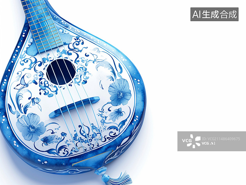 【AI数字艺术】水墨画乐器图片素材
