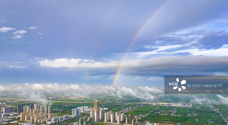 彩虹航拍图片素材