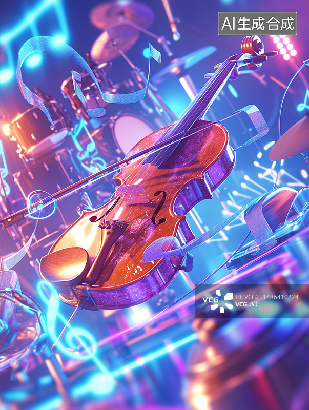 【AI数字艺术】华丽的音乐背景图片素材