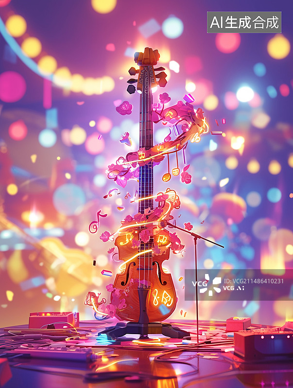 【AI数字艺术】华丽的音乐背景图片素材