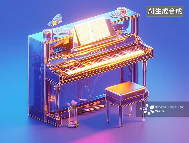 【AI数字艺术】华丽乐器背景钢琴图片素材