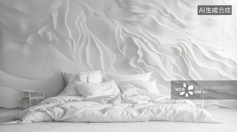 【AI数字艺术】家里床上枕头的高角度视图图片素材