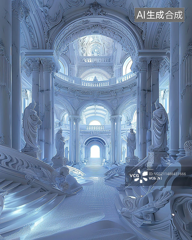 【AI数字艺术】的教堂室内建筑图片素材