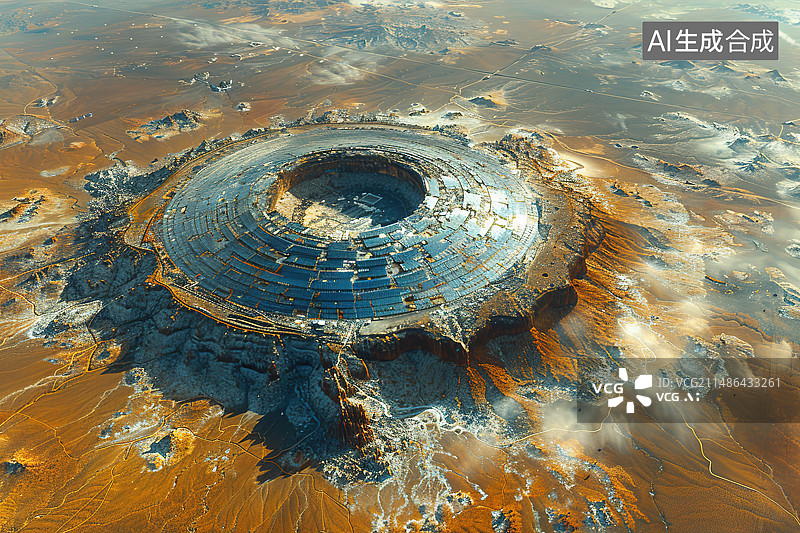 【AI数字艺术】航拍视角下的火山口图片素材