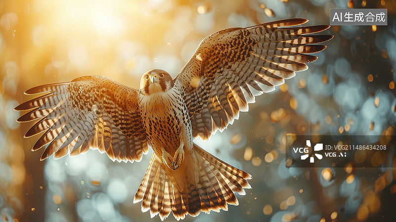【AI数字艺术】鸟在半空中飞行的特写镜头图片素材
