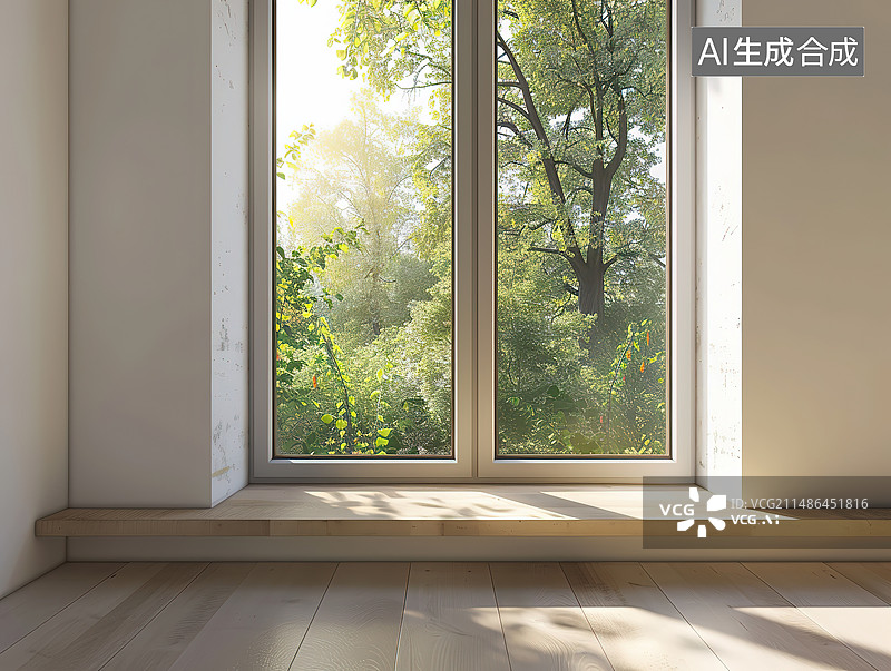 【AI数字艺术】家里靠窗的空桌子图片素材