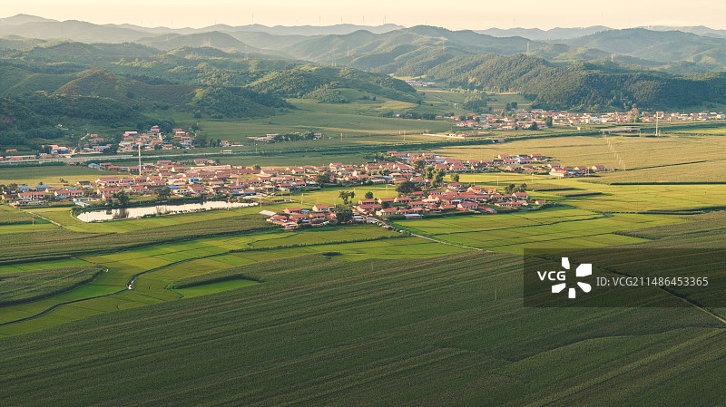 辽宁开原市威远堡镇航拍全景图片素材