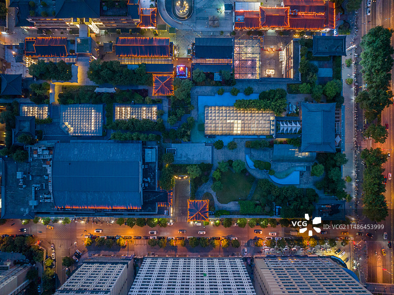 航拍西安大唐西市城市风光图片素材